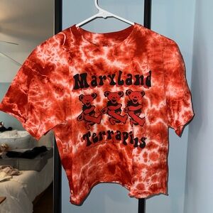 Maryland Terrapins Women’s Crop Top Tie-Dye T-Shirt - Red